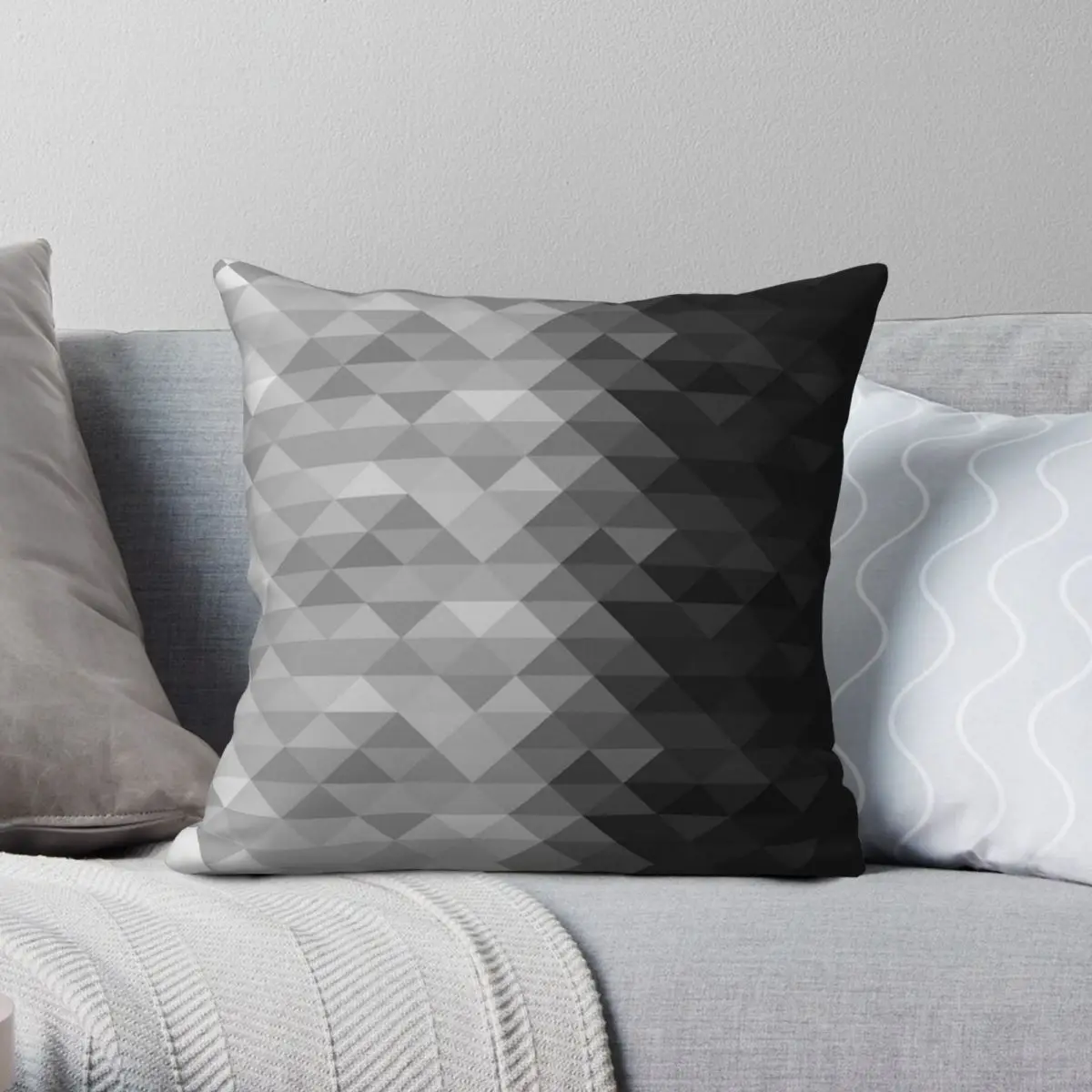 

Grayscale Triangle Gray Black Square Pillowcase Polyester Linen Velvet Creative Decor Throw Pillow Case Car Cushion Cover 18"