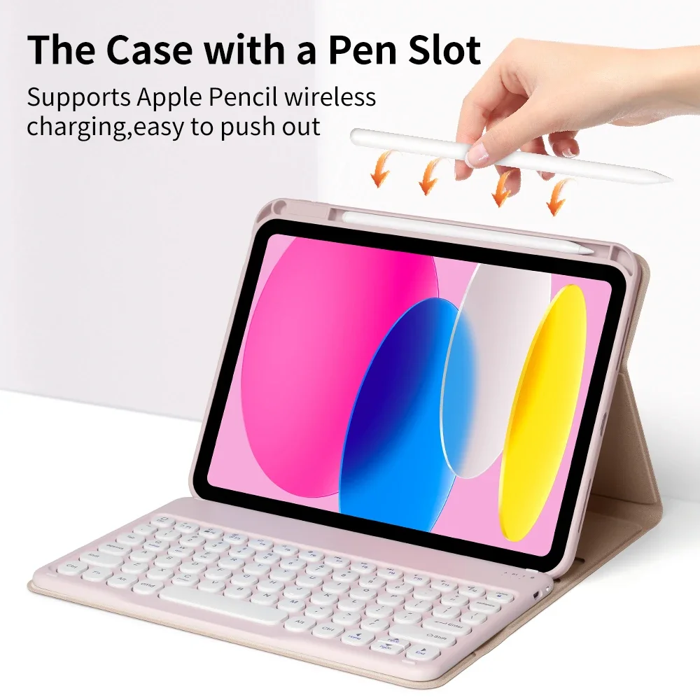 For Ipad A16 11th 10th Gen Air 11 M2 M3 M4 Air 4 5 Keyboard Case 360 Rotating Book Cover with Keyboard Mouse Wireless Bluetooth