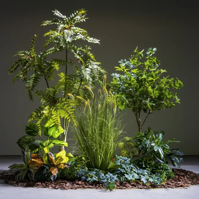 Large-scale simulated green plant landscaping, bionic plant combination landscape