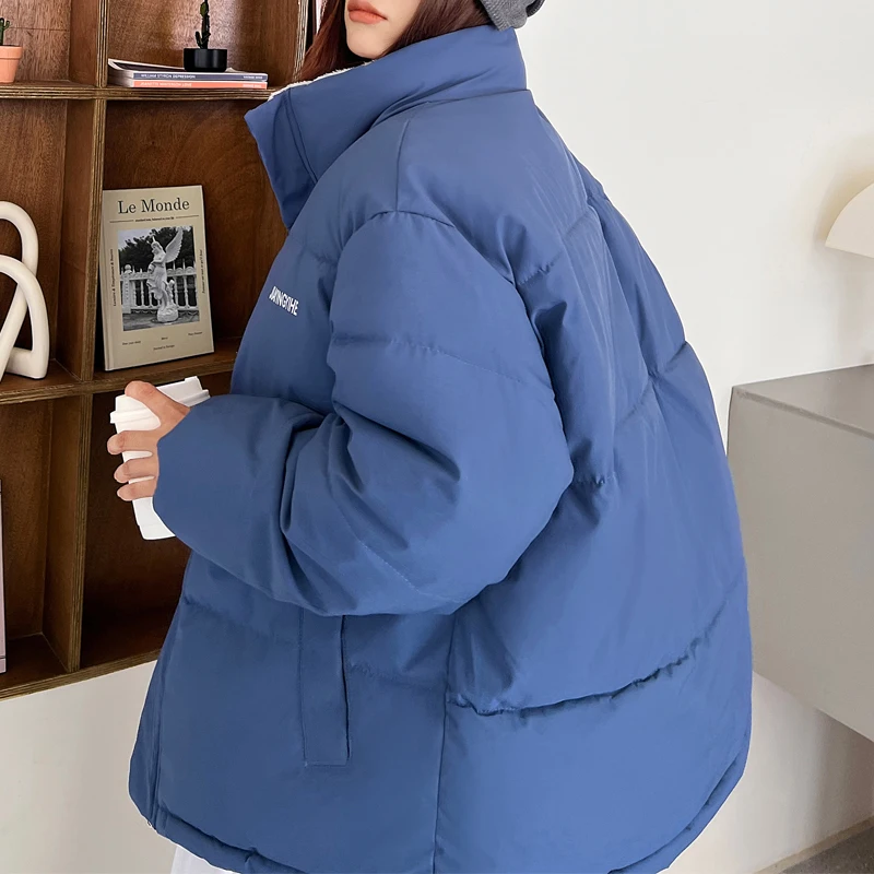 2022 winter new fleece fluffy jacket cotton clothes Harajuku plush zipper winter coat men and women solid color casual jacket