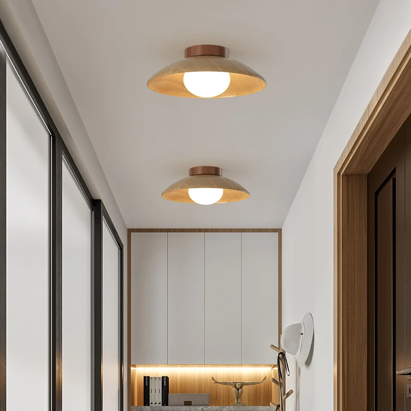 Antique-style Hallway Passage Light Retro Wabi-sabi Walnut-colored Ceiling Lights Dressing Rooms Entryways And Balconies Lamp