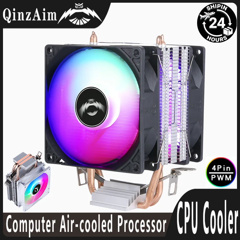 QiuzAim 2 Heat Pipe xeon x79 x99 Heatsink PC Processor CPU Fan Cooler 90mm Install LGA2011 E5 AM4 AM5 115X 1200 1700 2066 i3 i5