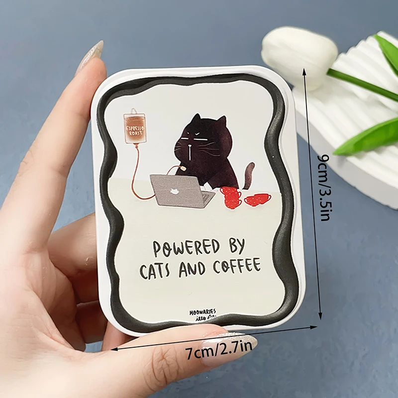 Gato dos desenhos animados Padrão Folding Makeup Mirror, espelho de bolso portátil, espelho cosmético retangular com pente, flip-top, mulheres e meninas