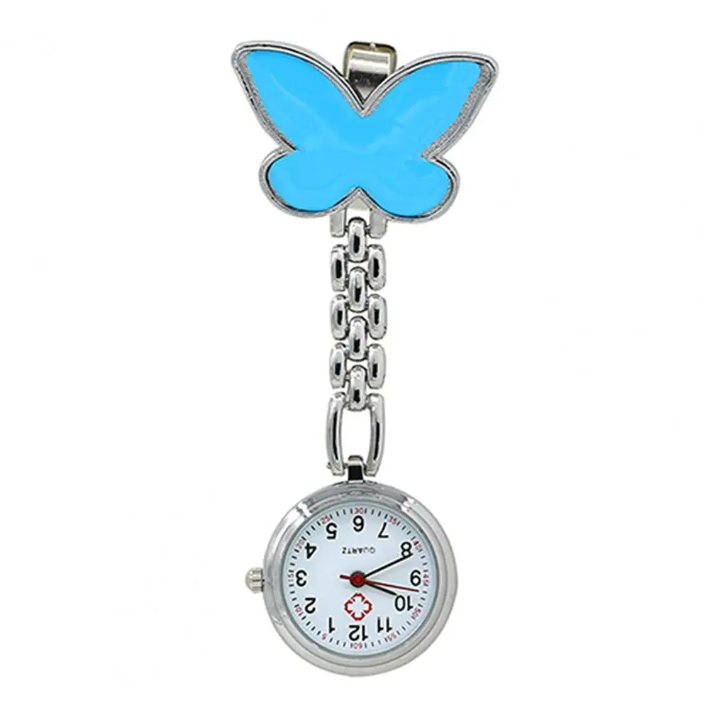 Zakhorloge Briljant Vlindervormige Clip Op Horloge Mode Clip-On Fob Broche Hanger Hangende Quartz Pocket Horloge Verpleegster Horloge