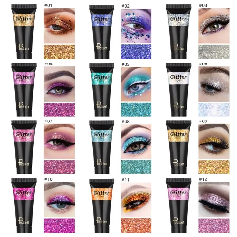 Body Sequins Cosmetic Tool Highlighter Pearlescent Shimmer Glitter Eyeshadow Waterproof Long Lasting Liquid Eye Shadow Women