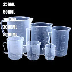 250/500/1000/2000/3000ML Transparent Plastic Graduated Measuring Cup with Handle and Chamfering Experimental Equipment