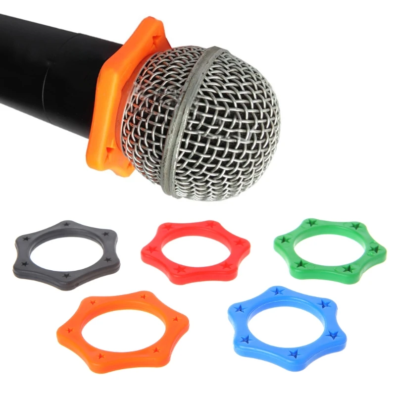 CS1W 5Pieces Rubber Microphone Anti-fall Sleeve KTV Mic Protective Ring