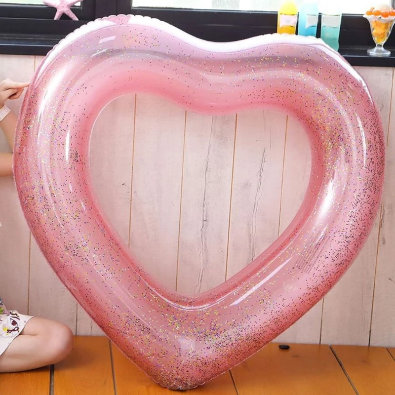 

Inflatable Swimming Rings Heart Shaped Pool Float Rings Pool Float Loungers Tube X5QF