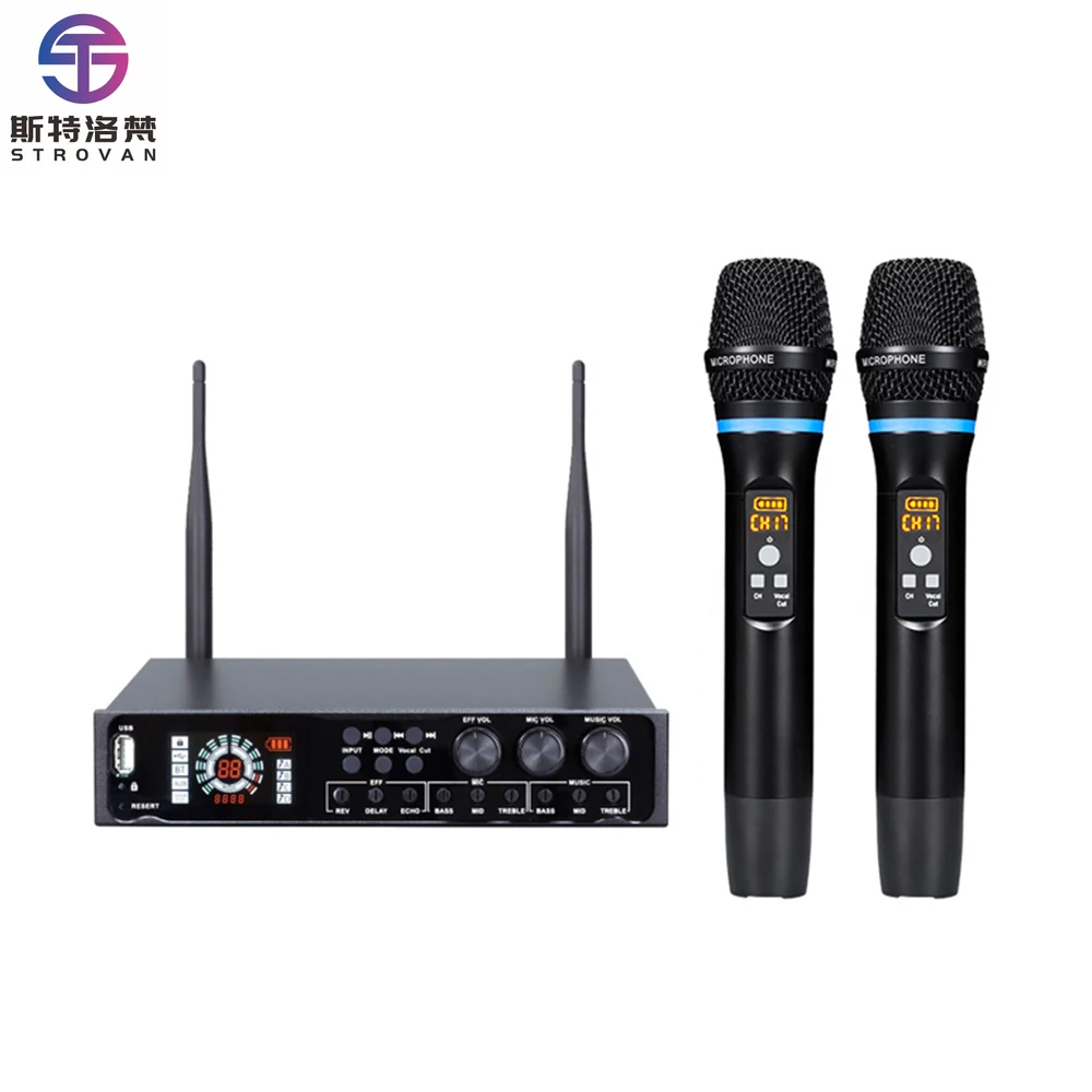 

Wireless Microphone for Karaoke Treble Bass Reverb Control with Built-in Effector for Singing