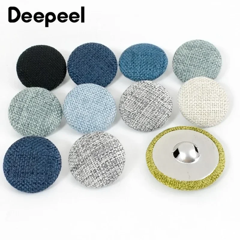 20Pcs 15-30mm Cloth Fabric Button Linen Covered Round Snap Buttons for Jacket Clothes Sofa Suit OverCoat DIY Sewing Accessories