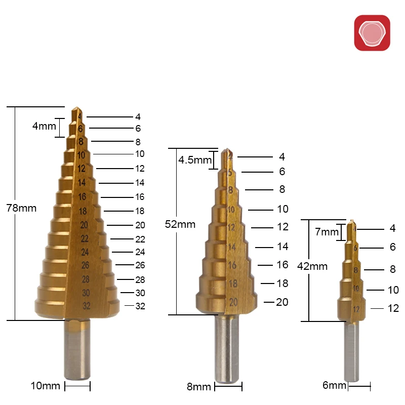 Step Drill Bits Saw Drill Bit Set HSS Steel Titanium Milling Cutter Woodworking Metal Core Hole Opener 4-12 4-20 4-32mm 3 6 8mm