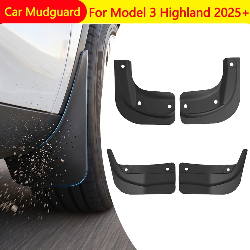 Car Front And Rear Wheel Fender Splash Guard Plate Hole-free Protection Plate Accessories For Tesla Model 3 Highland 2024-2026