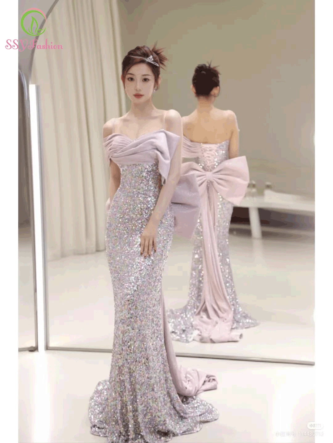 Customized Luxury Sequins Mermaid Evening Dress for Women Sexy Slim Beading Bling Bling Fishtail Prom Formal Gowns Vestido