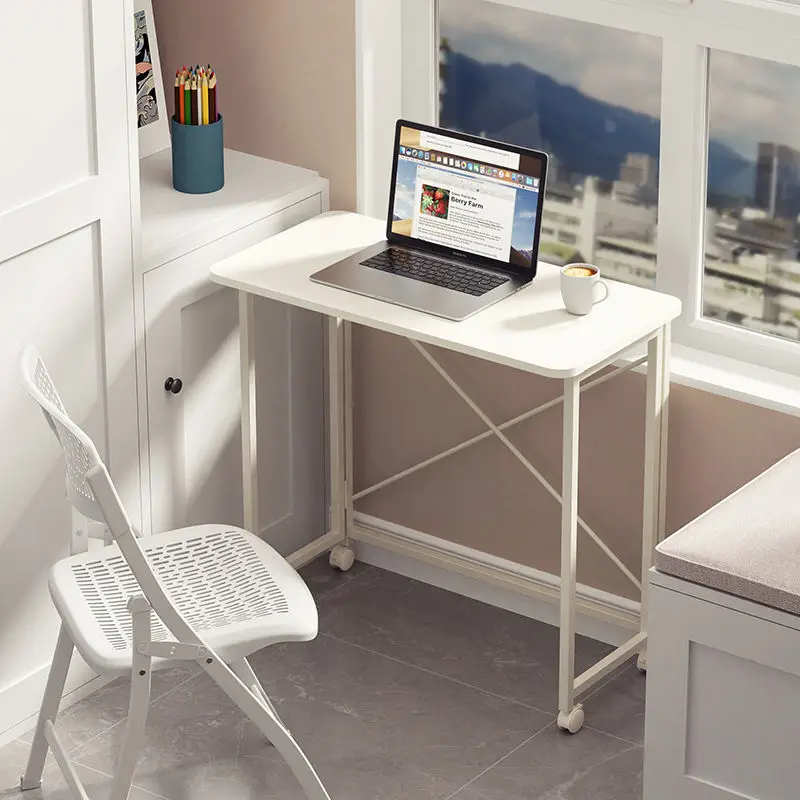 

Foldable Multi-Function Portable Computer Desk with Rolling Base for Home/Dorm Room and Space-Saving Storage Office Furniture