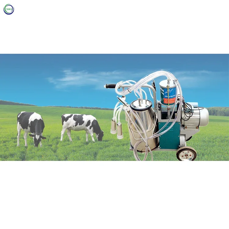 Vacuum Single Barrel Cow Milker Vacuum Double Bucket Cow Milker Hand Push Type Vacuum Pump Goat Milking Machine