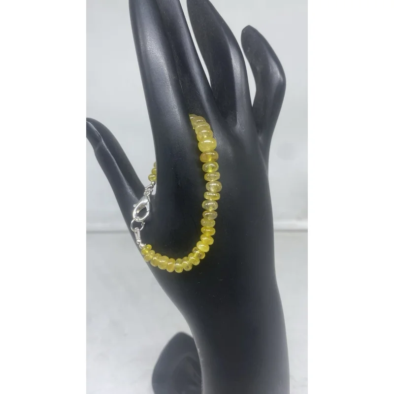 

Natural Yellow Sapphire Bracelet 7 Inch 4-5mm Smooth Beads Handmade Gemstone