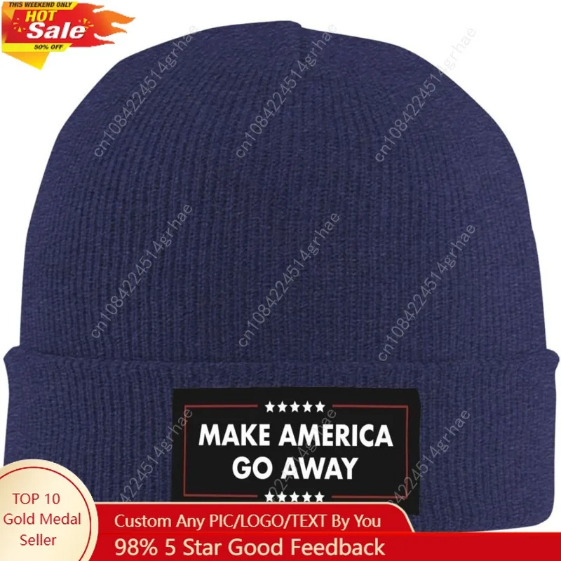 Make America Go Away Unisex Beanie for Men and Women Knit Hat Winter Black