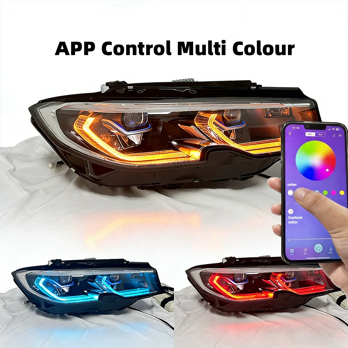 LED Headlight Assembly For BMW 3 Series G20 G21 2019-2022 RGB APP Control Canbus Waterproof DRL Plug And Play Pair Replacement