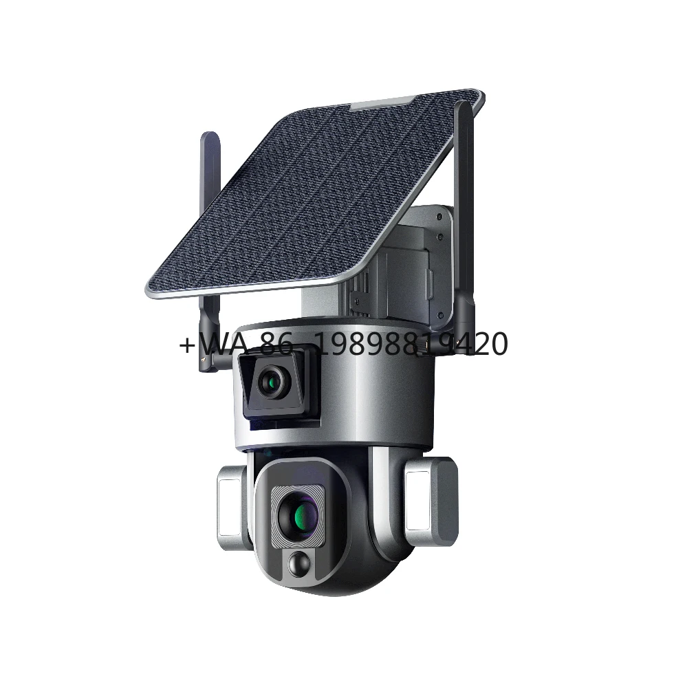4G Wireless Solar Power Outdoor Light IOS Android 4MP+4MP CMOS Sensor Real Optical Zoom