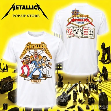 Metallica Sphere Las Vegas Two Sides Print T-shirt Men Women Vintage Heavy Metal Rock Band Graphic Short Sleeve Tshirt