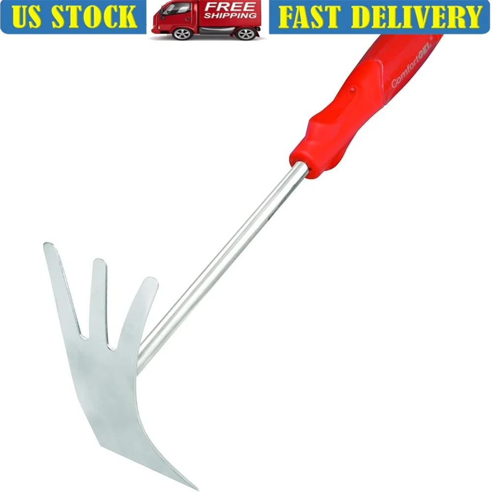 

2-в-1 ComfortGEL мотыга-культиватор из нержавеющей стали, противоскользящая ручка, защита для пальцев, прочный инструмент для прополки, садовое оборудование