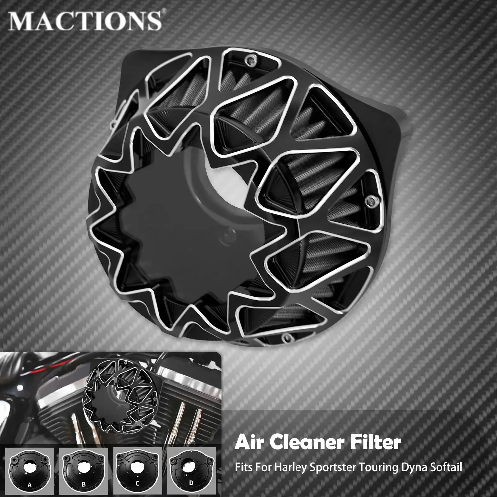 

Motorcycle Air Cleaner Filter Black For Harley Dyna Softail Sportster XL 883 1200 48 72 Touring Road King Street Glide Fat Boy