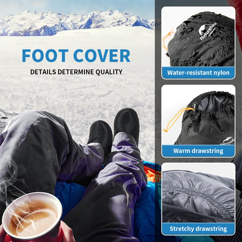 Naturehike Goose Down Socks Water-resistant Windproof Outdoor Thermal Feet Cover Winter Warm Goose Down Boots Unisex Lightweight