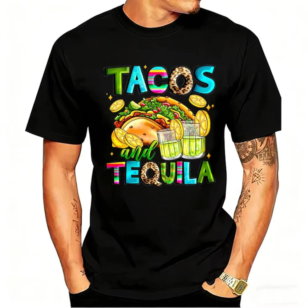 Tacos and Tequila Shirt Mexican Fiesta Party Nacho Lover Happy Cinco De Mayo 5th of May Tee Festival Gift Printed T-shirt Tops