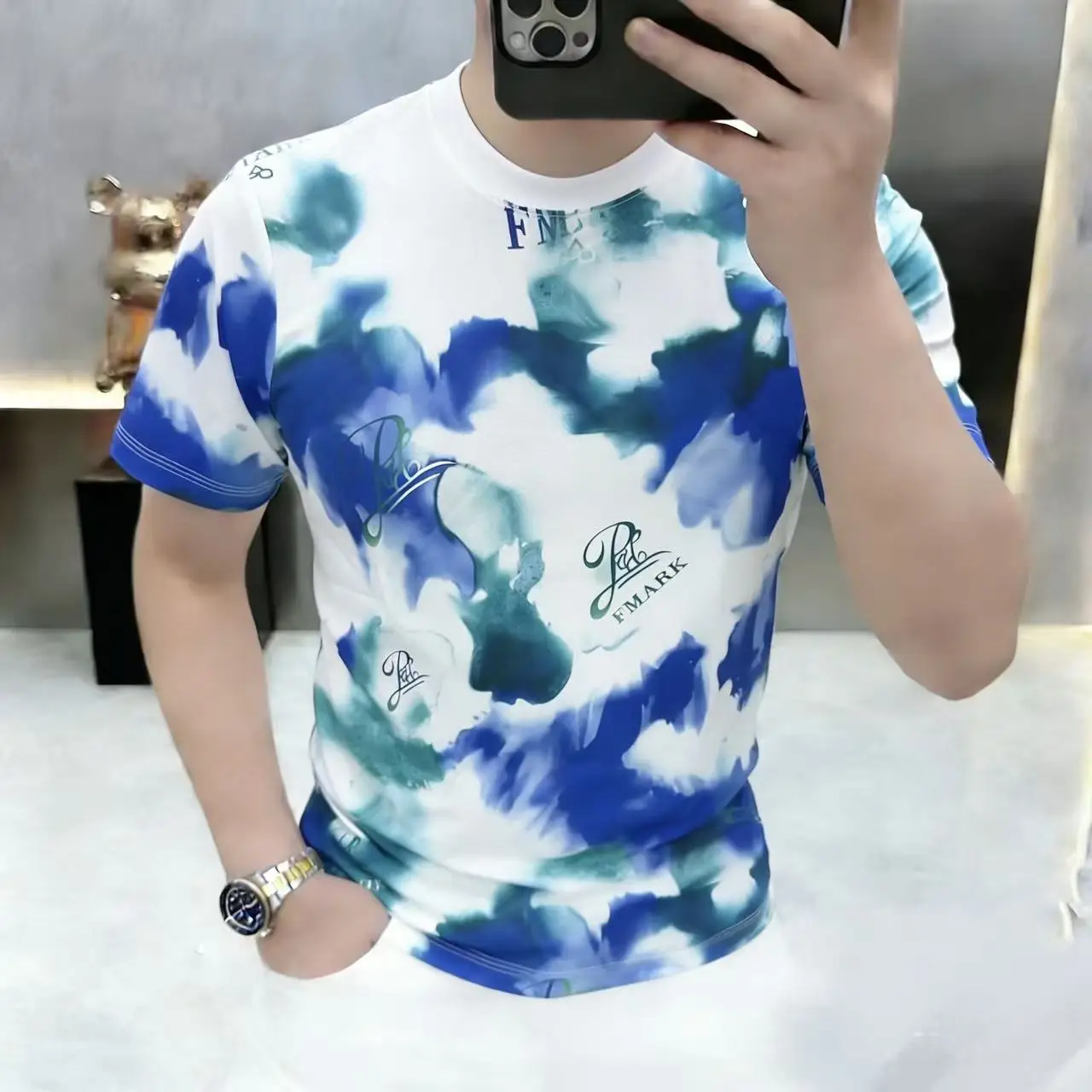 Ice Silk Coolness Shirts For Men Short Sleeve 3D Print Elastic Summer Quality Soft Comfortable Casual Trendy Camisetas De Hombre