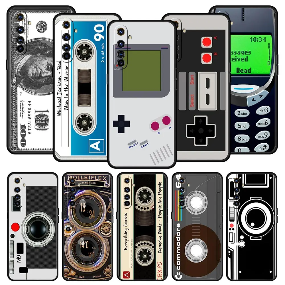 Vintage Tape Camera Gameboy Case For OPPO Realme 9 8 7 6 GT2 Pro Plus 5G Phone Cover Realme 8i 9i C25 C21 C11 C3 Coque Funda