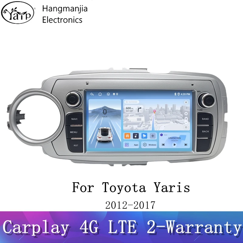 Hangmanjia Android Auto วิทยุสําหรับ Toyota Yaris 2012 2013 2014-2017 รถมัลติมีเดีย DVD GPS นําทาง autoradio wireless CarPlay