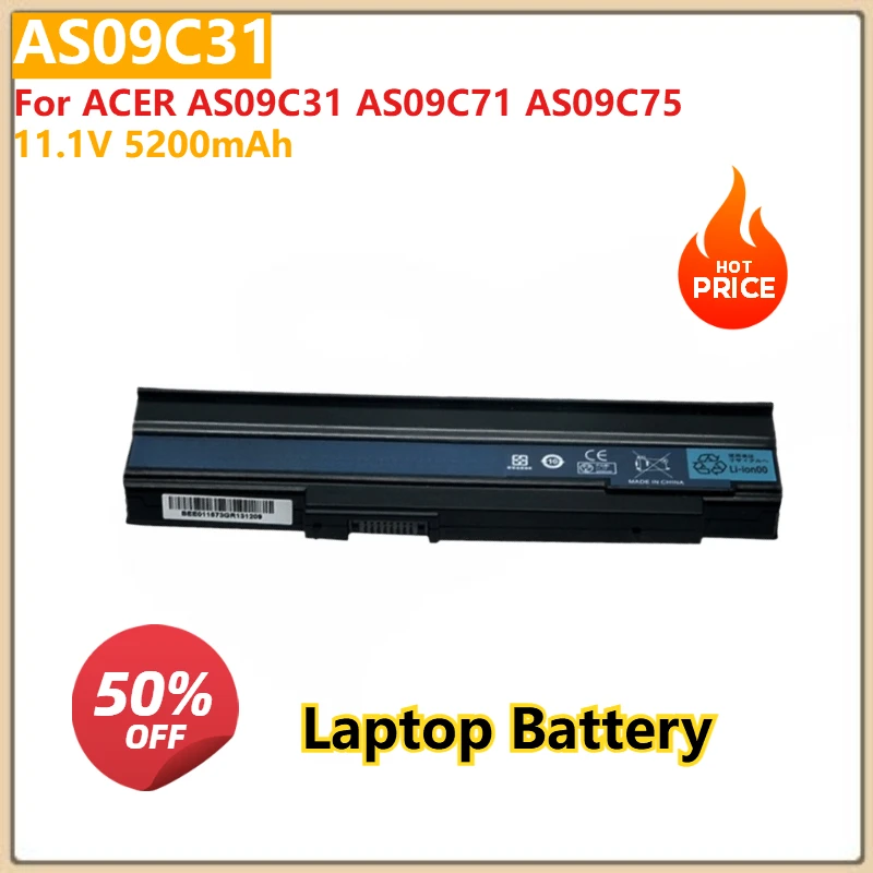 For ACER AS09C31 AS09C71 AS09C75 Replacement Laptop Battery AS09C31 11.1V 5200mAh