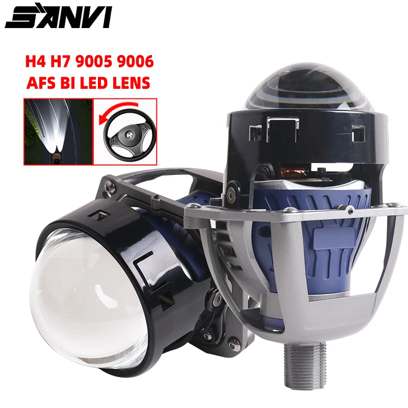 SANVI 3.0'' AFS Bi LED Projector Lense Headlight  For Hella 3r H4 H7 9005 9006 Headlamp Upgrade  Car Light Accessories 33280 Lux