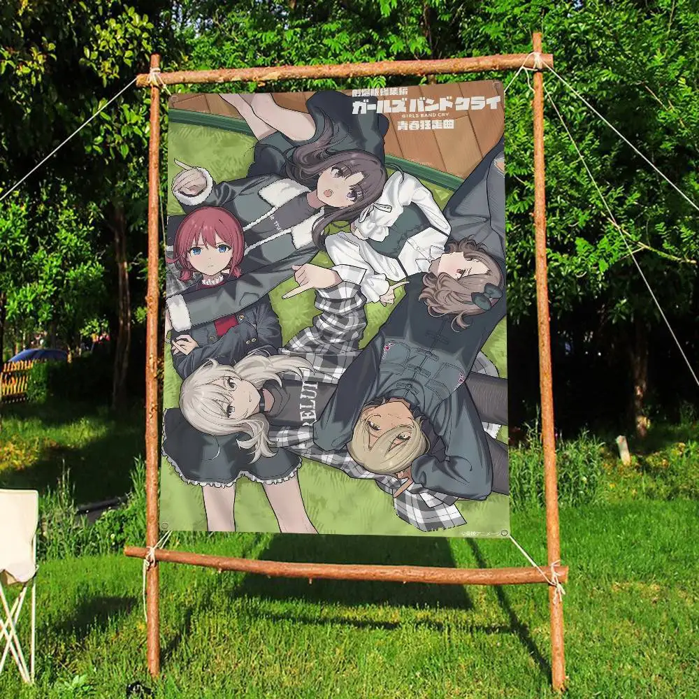 Anime Girls Band Cry Large Size Flags Printing Patterns Interesting Birthday Party Decorations Banner
