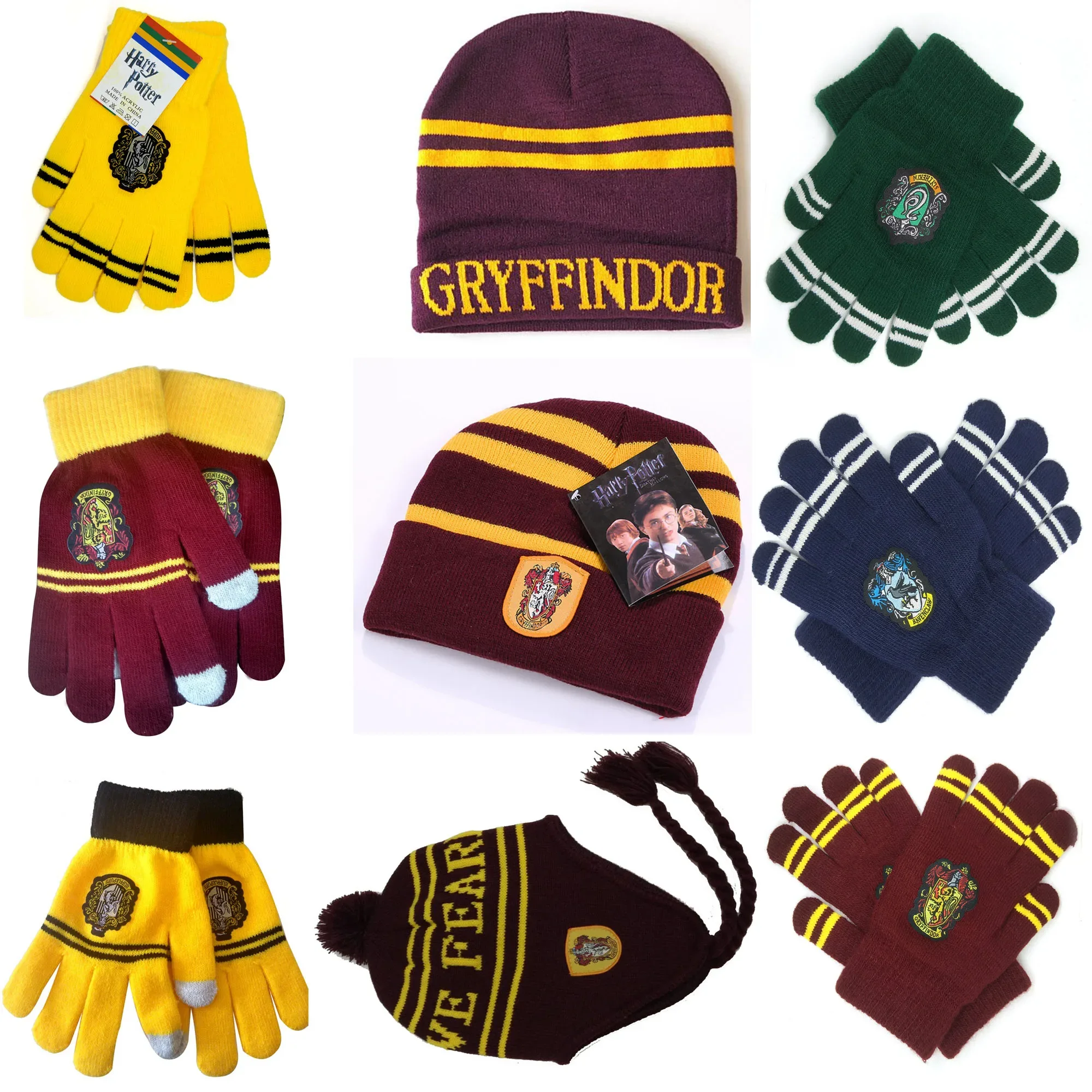 Bufanda de Cosplay de Harry Potter para adultos y niños, accesorios de escuela mágica, guantes, sombrero, suministros de fiesta de Halloween, bufandas para invierno y primavera