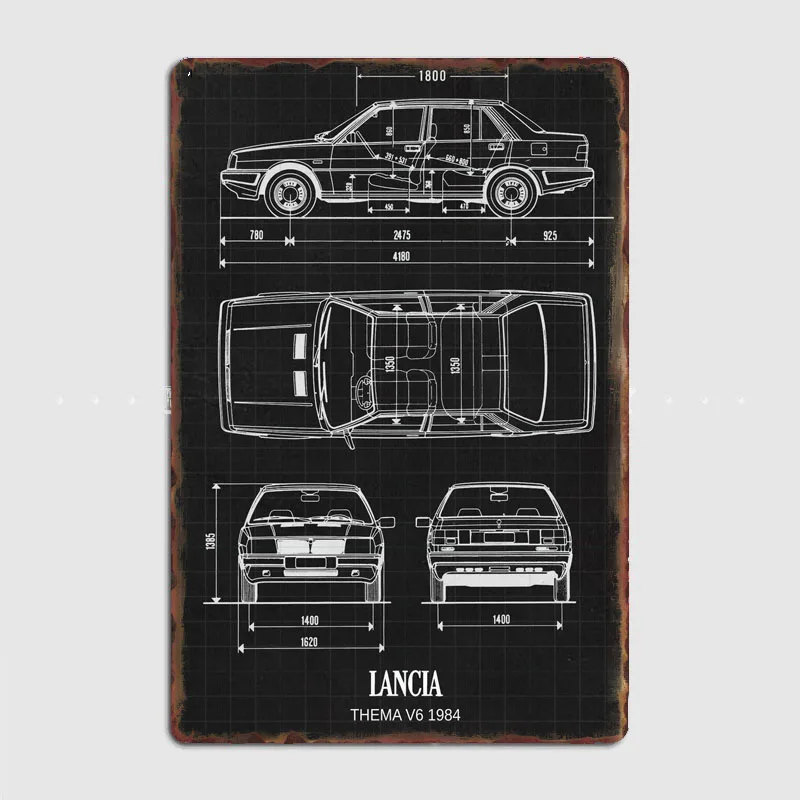 Lancia Legend Rally Cars Lancia Thema V6 1984 Classic Car Metal Sign Poster Garage Room Decor Custom Tin Home Decor Wall Art