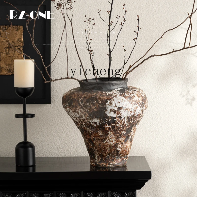 

FY Ceramic Flower Vase Model Room Homestay Vintage Desktop Ceramic Pot Flower Vase Decoration