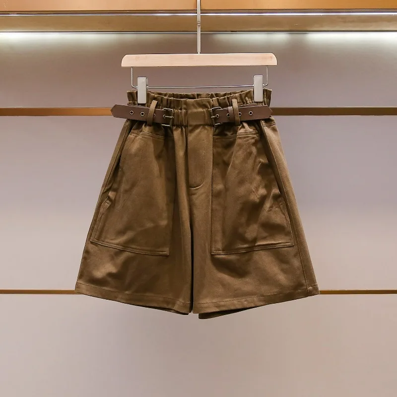 

High End Women's Summer New Collection Retro Style Fashionable Western Style Versatile High Waist A-line Wide Leg Shorts Women