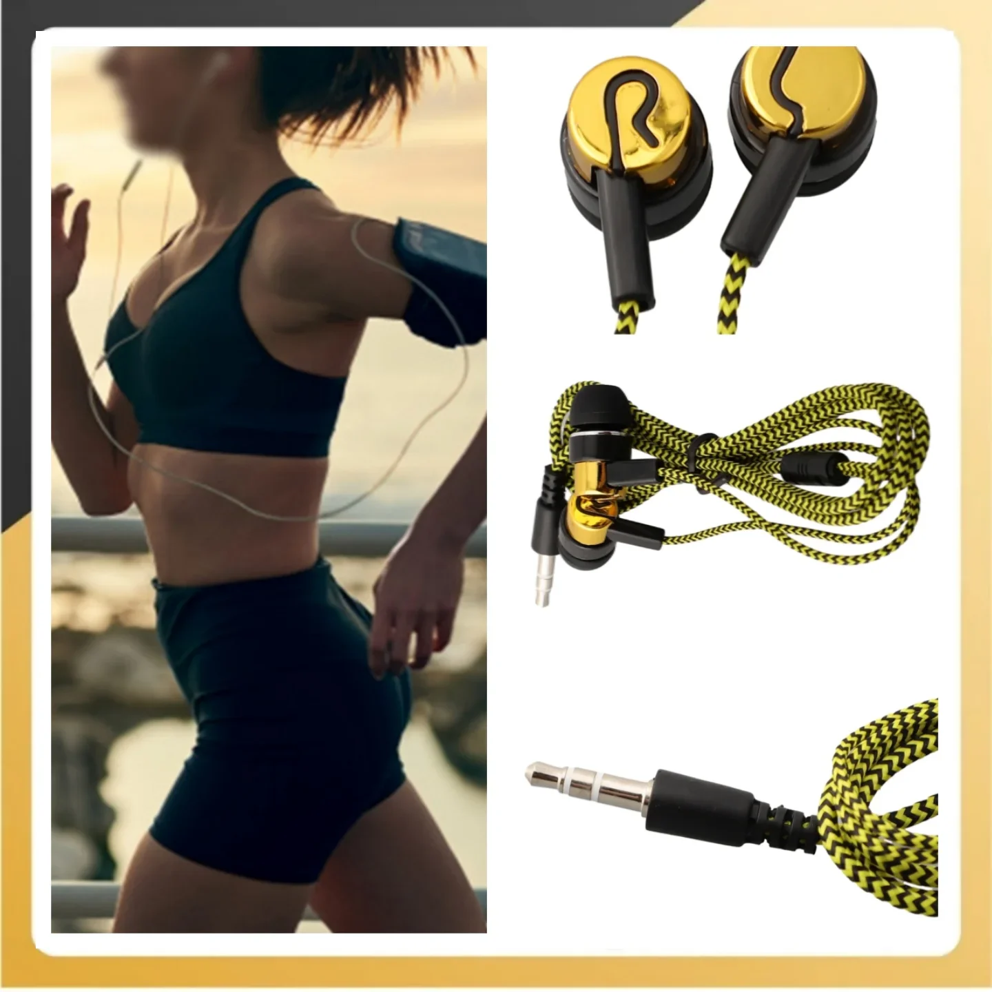 Auriculares deportivos con cable de 3,5mm, cascos con graves para teléfono, estéreo, micrófono, Control de volumen y música