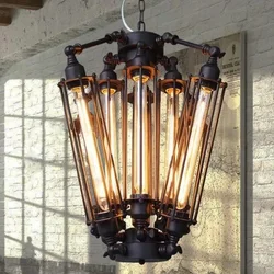 Retro Industrial Style Iron  Chandeliers Pendant Lamp for Restaurant Edison Bulbs Lights Black Modern Large Lustre Lamps