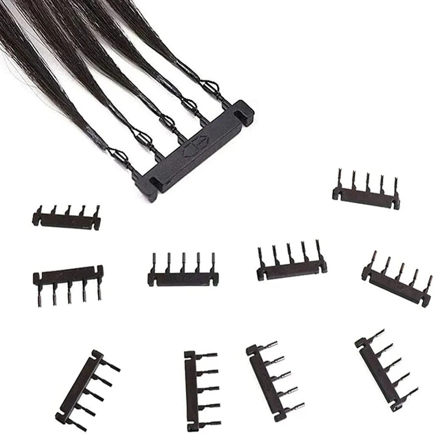 40pcs 6D 헤어 익스텐션 클립 3 색 새로운 전문 헤어 익스텐션 도구 블랙/브라운/금발 6D 헤어 익스텐션 기계용