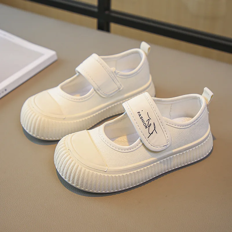 New Student Performance White Shoes Fashionable Children's Stylish Canvas Shoes Boys and Girls Casual Versatile Shoes  Big Kids