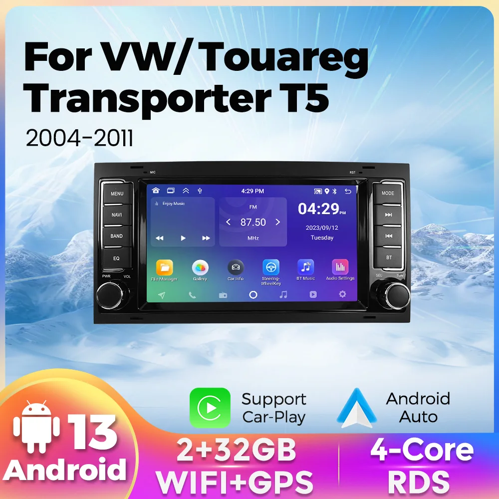 

2 Din 7 inch Car Radio Wireless Android Auto Multimedia Video Player GPS WIFI For Touareg T5 Transporter Volkswagen VW 2002-2010