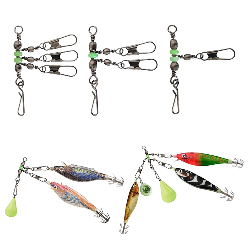 

8# 10# Squid Jig Lure Swivels Fishing Bearing Rolling Swivel Solid Ring Fishing Connector With Interlock Snap Accessories