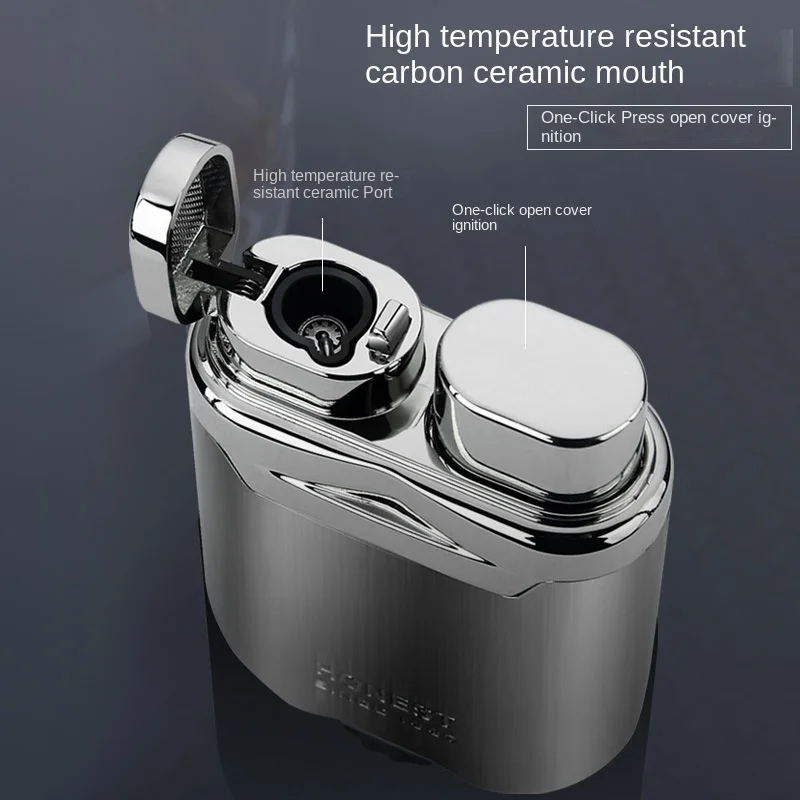 2023 HONEST Creative Blue Flame Torch Lighter Metal Plating Turbine Windproof Butane Lighter High-end Gift Men\'s Smoking Tools