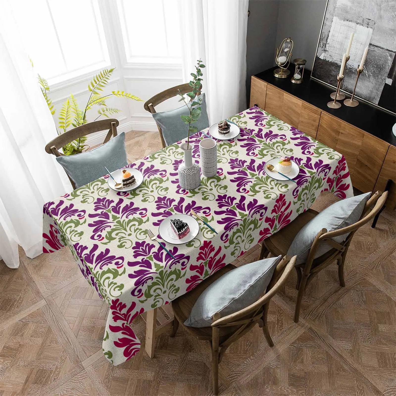 

Flower Decoration Tablecloth Waterproof Dining Table Rectangular Round Table Cover Home Kitchen Decoration