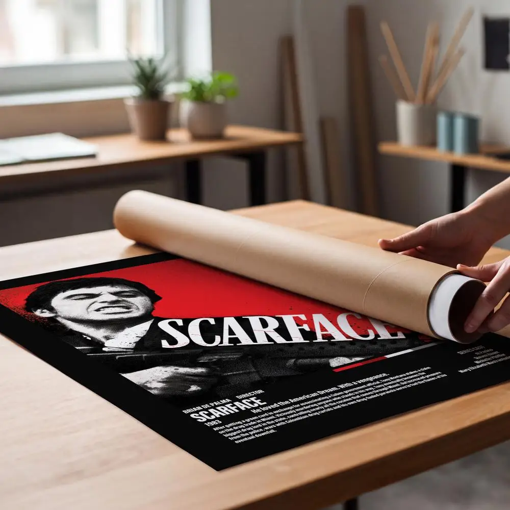 Poster Peelable Self-Adhesive Stickers, Frameless Wall Art Decals for Bedroom Living Room Home Decor Scarface 1983 Al Pacino