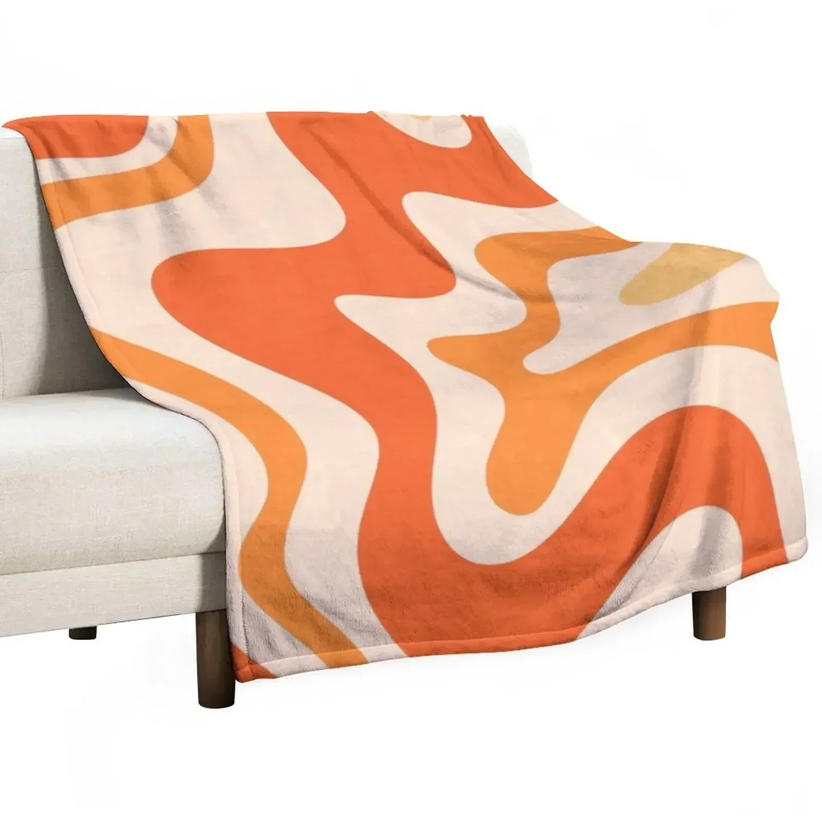 

Tangerine Liquid Swirl Retro Modern Abstract Pattern Throw Blanket warm winter Bed covers Plaid Polar Blankets