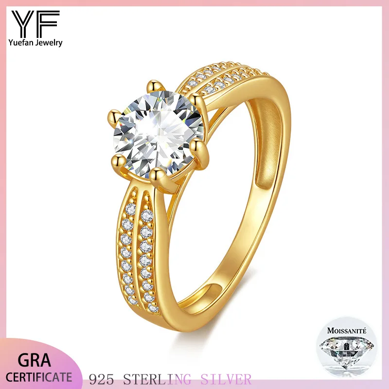 

S925 silver 1-carat Moissanite women's ring D VVS1 certificate plated 18kgold hip-hop style jewelry women's ring, Christmas gift