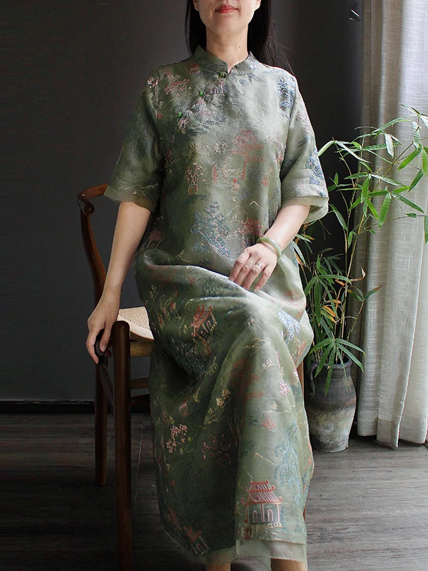 

Улучшенная версия Dr New Chinese Sle: женская летняя шелковая рубашка с вышивкой, свободного кроя, с обычной талией, короткий рукав...